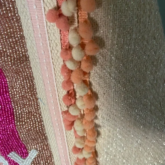 America & Beyond Rose’ All Day Embellished Glitter Beaded Tote NWT - Picture 4 of 7